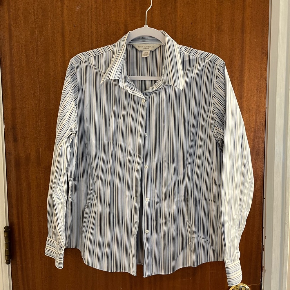 Petite Sophisticate Striped Button Up